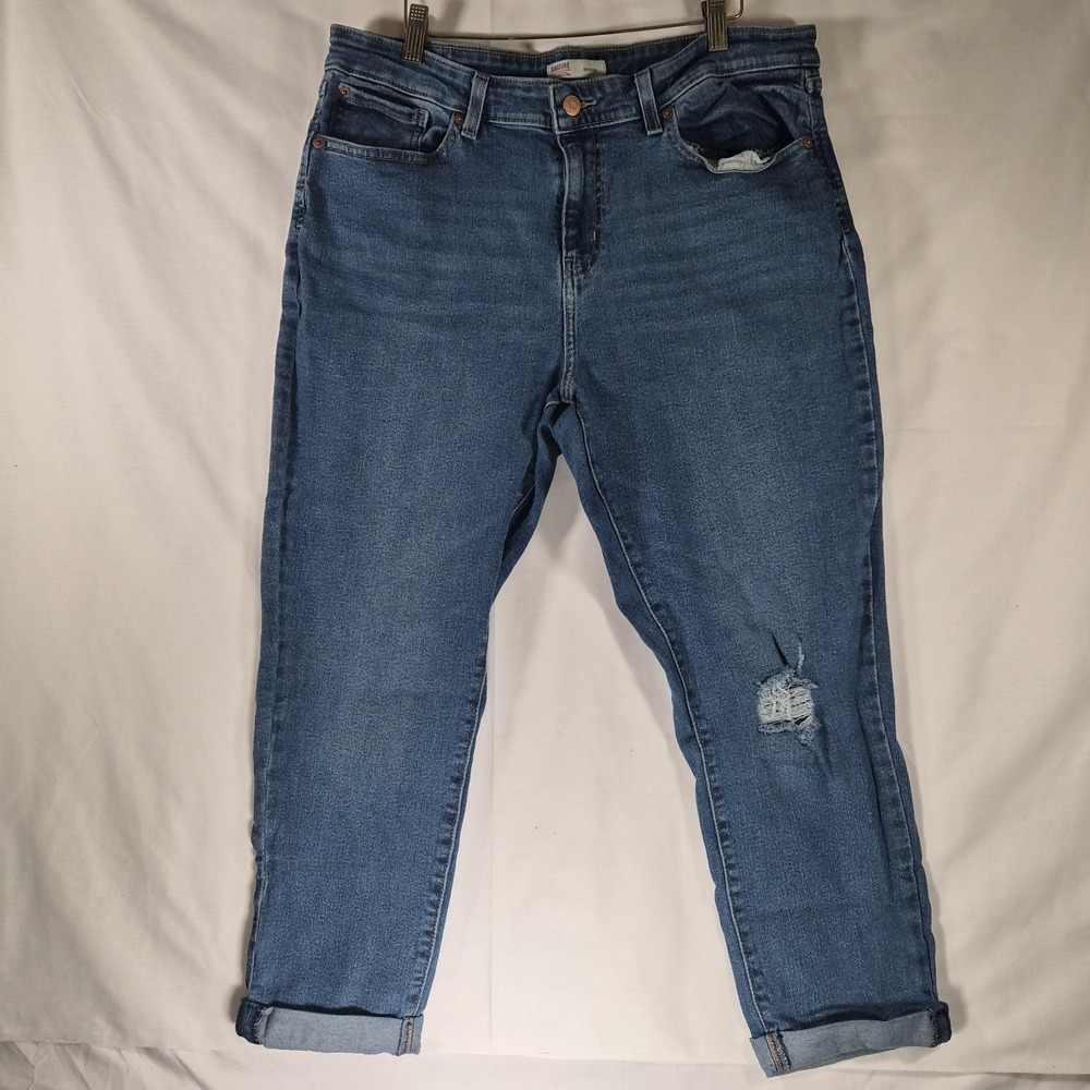 Signature by Levi Strauss Women's Boyfriend Jeans Distressed Cuffed Size 18 W34
